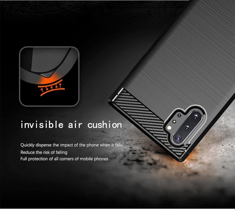 Aikcks for Samsung Galaxy Note10+ Plus 4G/5G Phone case, Shockproof, Scratch Resistant Carbon Fiber Jacket, Soft TPU, for Galaxy Note10+ Plus 4G/5G case (Black,) - Image 5